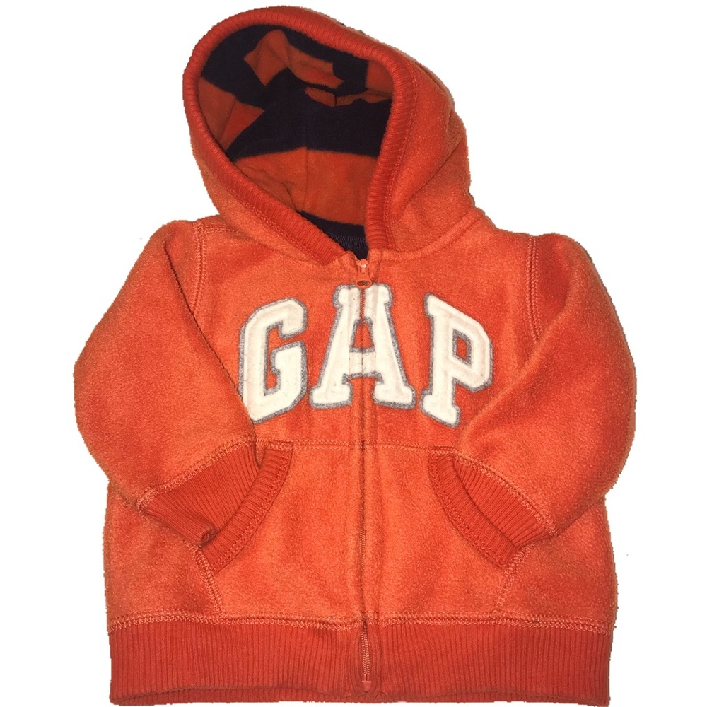 ⭐️ Baby Gap 6-12 mo Orange Fleece Hooded Jacket